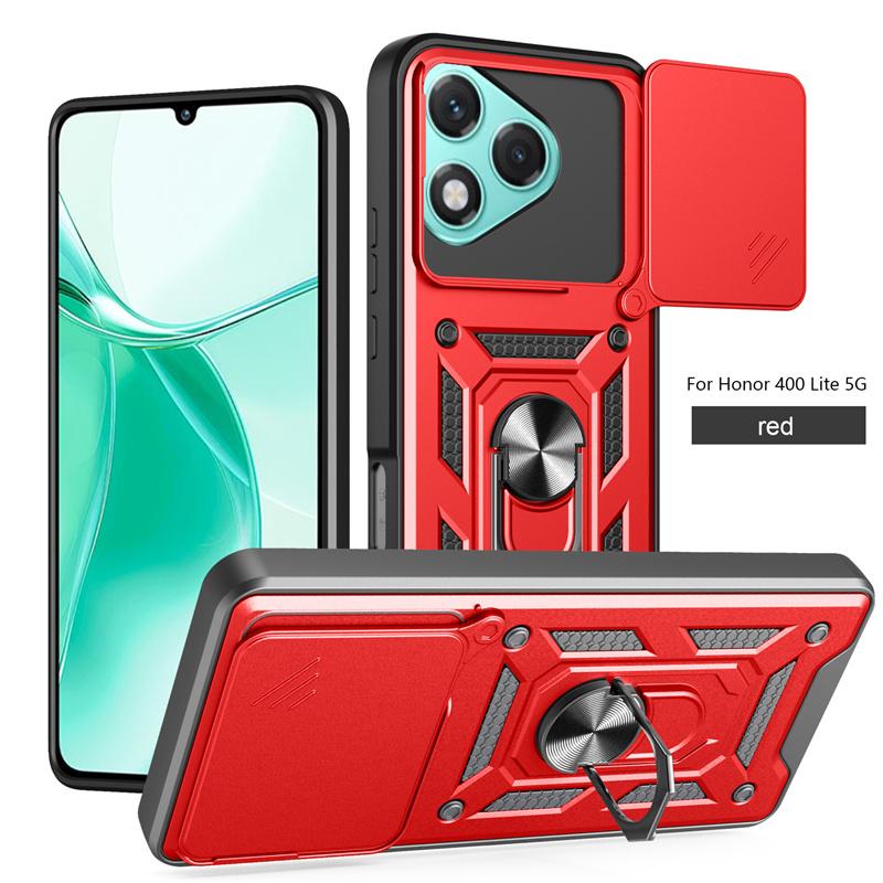 For Honor400Lite 5G Case Slide Camera Lens Armor Cover for Honor 400 Lite Honer 400Lite Light 5G Car Magnetic Ring Holder Coque