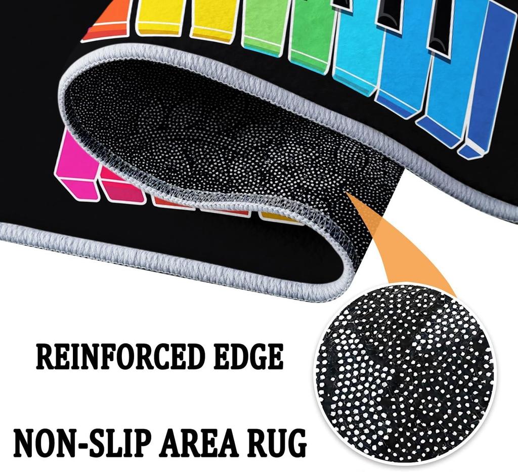 Music Color Piano Key Notes Print Round Area Rug,Cartoon Style Washable Circular Carpet Runner - Non Slip Circle Rug Carpet Mat