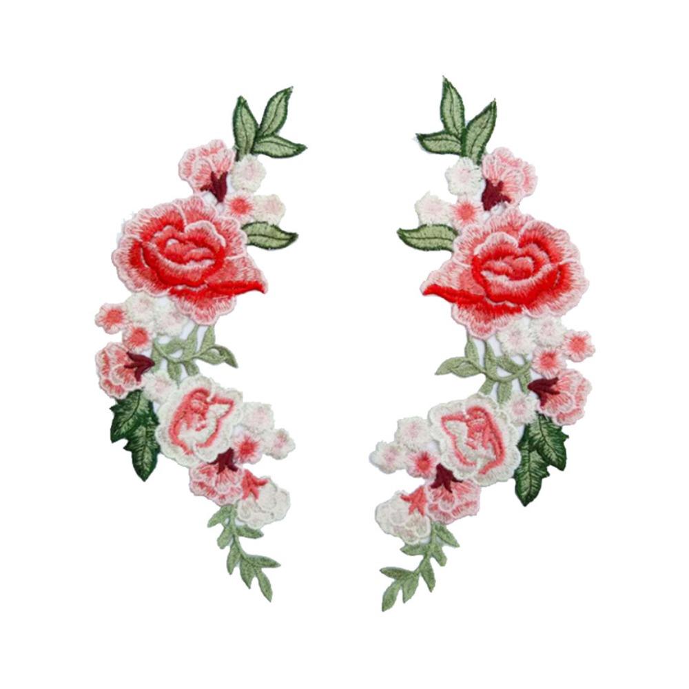 1Pair Polyester Fiber Embroidery Flower Patch DIY Handmade Clothing Accessories Embroidery Floral Applique Floral Patches Hat