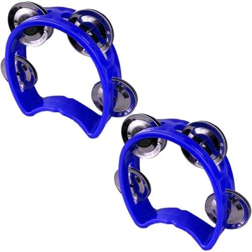 AllBright Tambourines, Set of 2, Semicircular, Round (Blue), Perfect for Musical Instruments, Percussion, Karaoke, and More