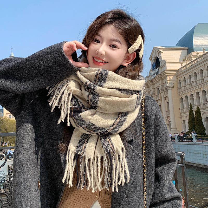 Scarf Women's Winter New Korean Version Fashion Versatile Thickened Warm Dual-purpose Shawl Imitation Cashmere Couple Scarf