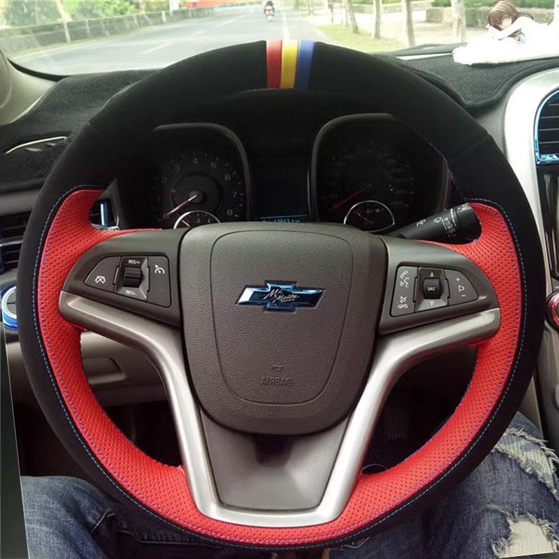 

Для Chevrolet Malibu Volt Camaro 2011-2015 Aveo 2016-2018 Ручне шиття Натуральна шкіра замша Нековзкий Автомобільний Чохол на кермо