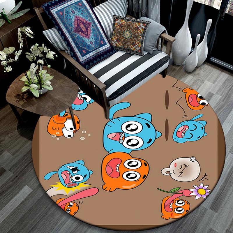 Gumball Cartoon pattern round rug,Carpet Rug for Living Room Bedroom Playroom ,Non-slip Floor Mat,Holiday Gifts and Birthday Gifts.