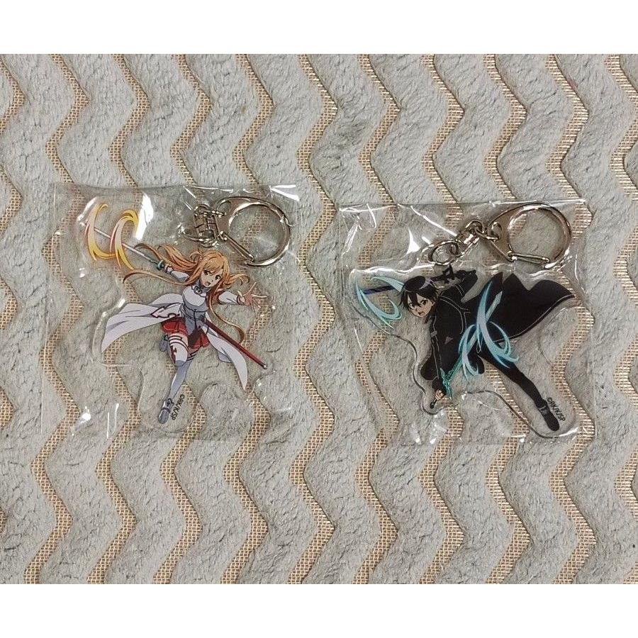 Used Sword Art Online Acrylic Keychain Kirito Asuna Set of 2