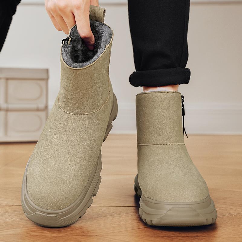 Fashion High Quality Winter Men's Warm Snow Boots Fashionable High Top Genuine Leather Boots Anti Slip Wear-Resistant Hiking Work Shoes