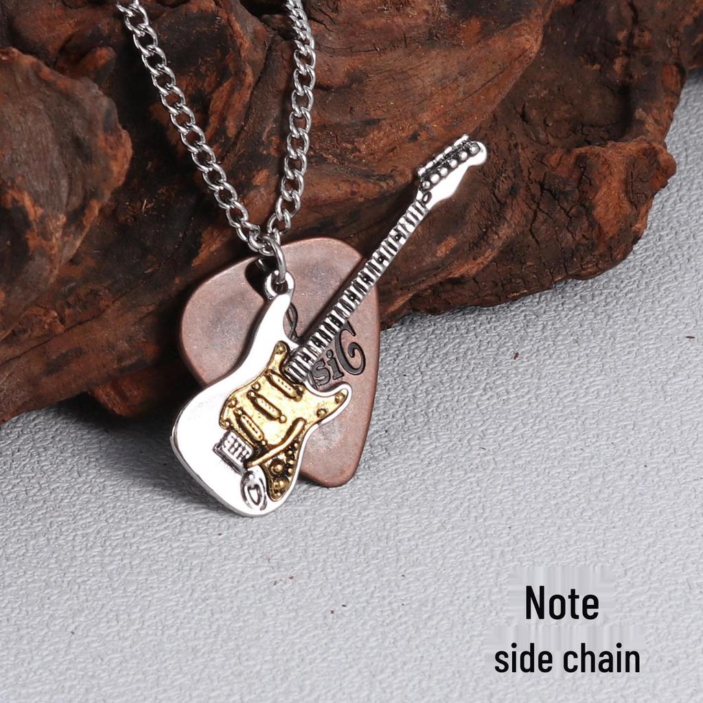 Retro Electric Guitar Pick Necklace - Punk Rock Unisex Hip Hop Sweater Chain - Long, Versatile, Trendy Accessory