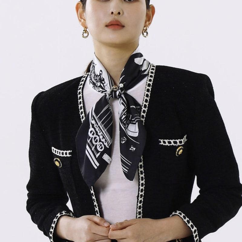 ONSZ Black and White Sketch Silk Scarf