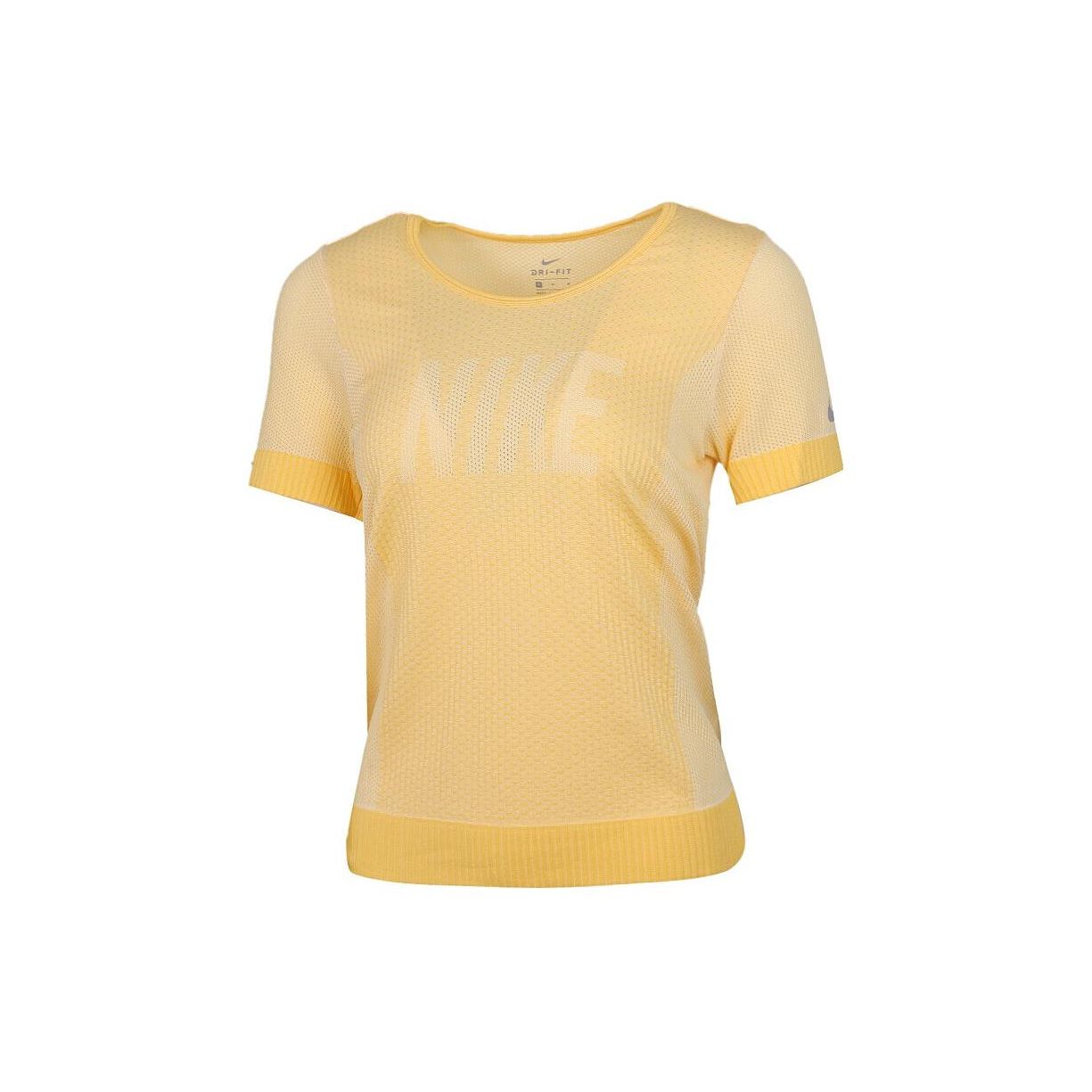 

Nike Alphabet Brand Logo Print Round Neck Short Sleeve T-Shirt Women Tops Yellow CV9373-795