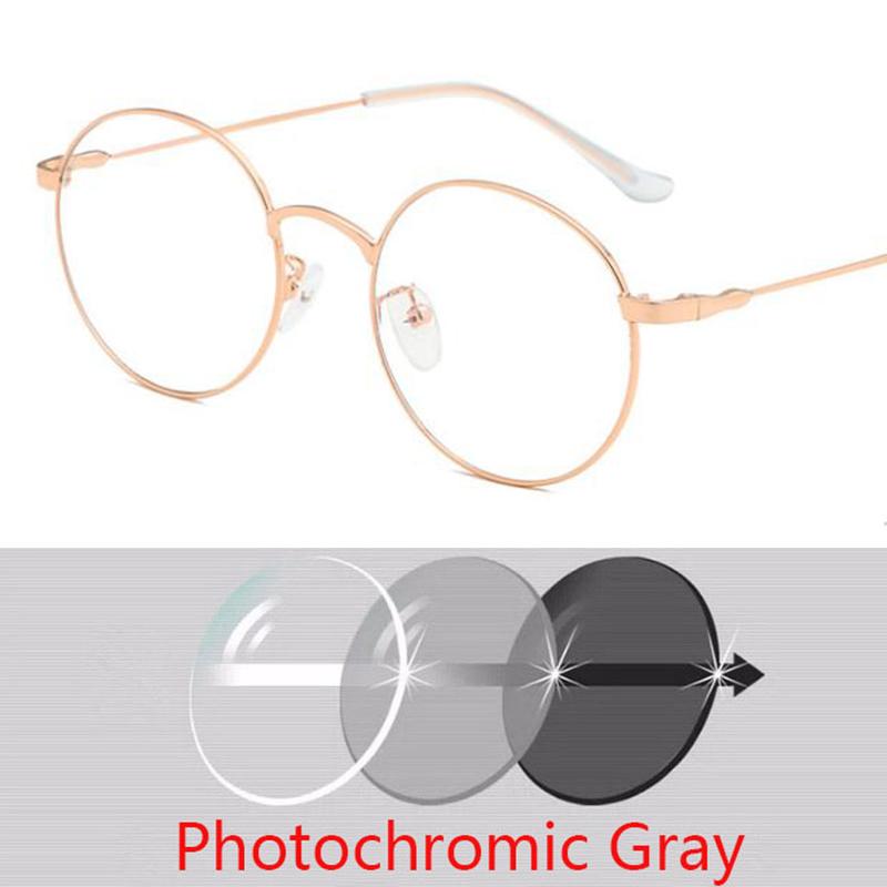 -0.5 -1.0 -1.5 -2.0...-6.0 Radiation Protection Round Eyewear Women Metal Spectacles Men Optical Glasses