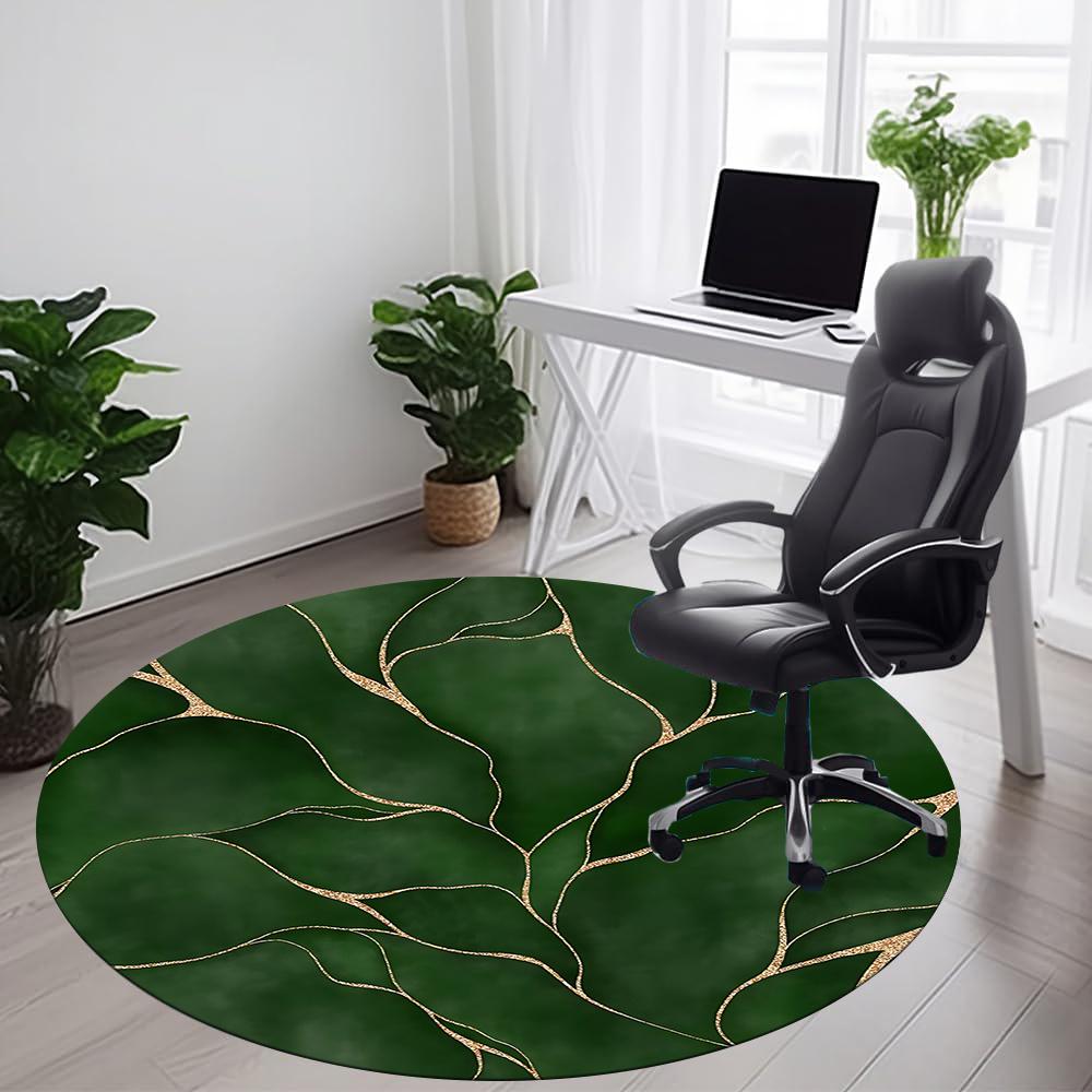 1pc Gold Leaf Pattern Office Round Area Rug, Indoor Mat Suitable ForOffice, Under Office Chairs Bedroom Living Room Home Decor, Room Decot049