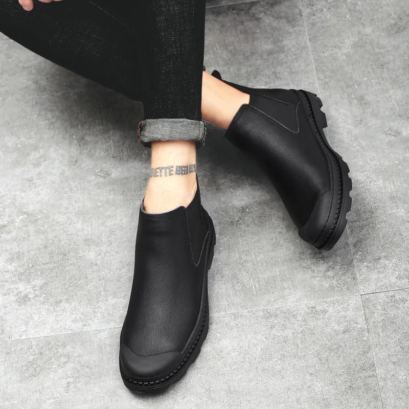 Módní Chelsea boty Pánské boty 2024 Nová móda Pánské kotníkové boty Luxusní zimní boty Pánské plyšové teplé boty pánské Boty Botas De Hombre