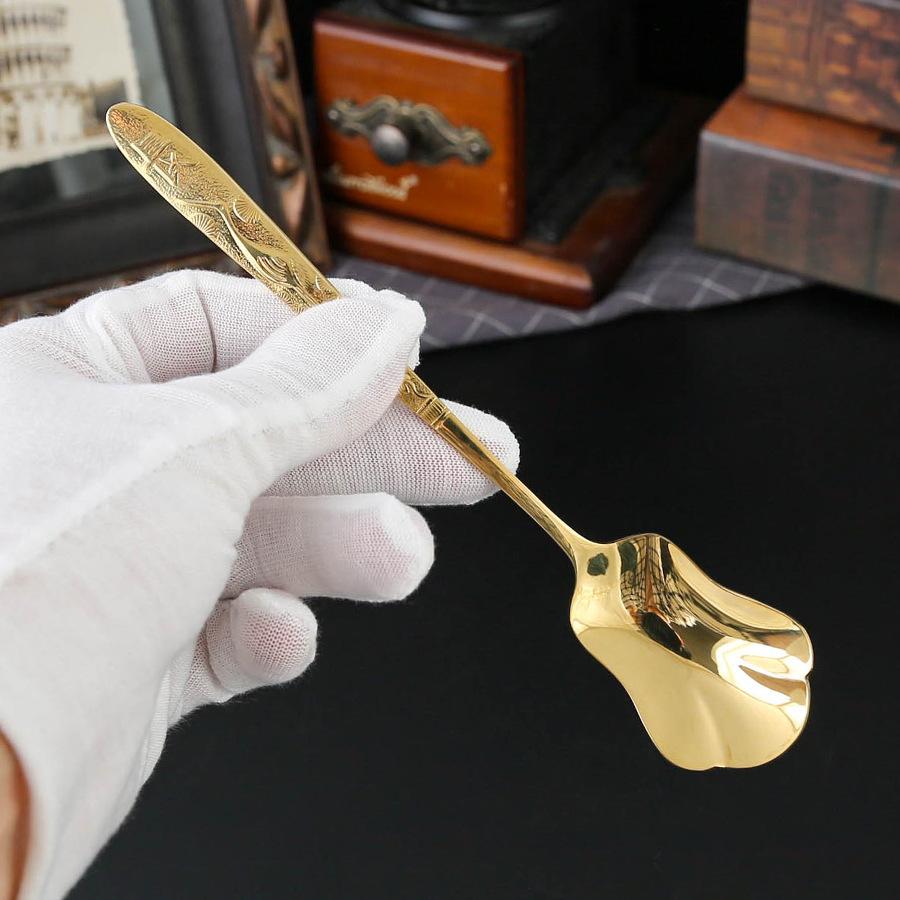 Kreativer Messinglöffel massiver reiner Kupfer verdickter Löffel Ruyi Langlebigkeitslöffel