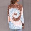 Women Tie- Gradient Contrast Color Long Sleeve Top Pullover Sweatshirt