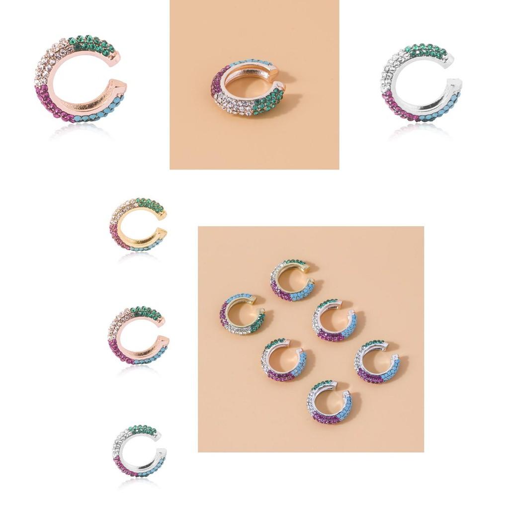 Colorful Rhinestone Geometric Earrings Alloy Plated Trendy Fashion Accessories