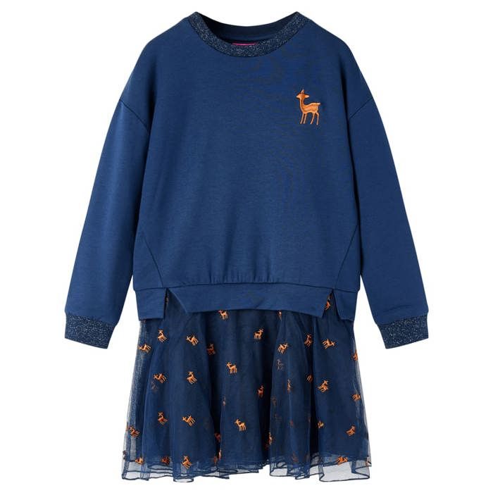 Robe pour enfants à manches longues bleu marine 92/104/116/128/140