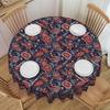 Bandana Paisley Style Tablecloth Round Waterproof Table Cover Cloth for Dining Room 60 Inch