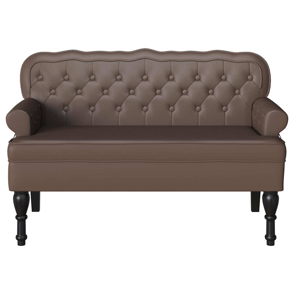 Chesterfield Bench Brown 119.5 X 64.5 X 75 Cm Faux Leather