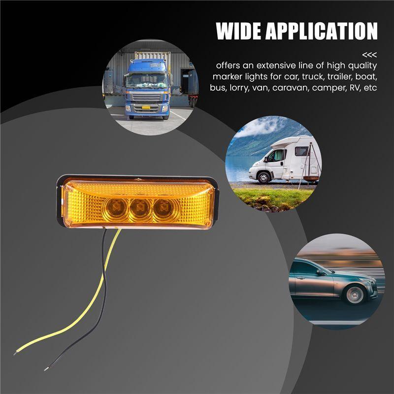 Durable-3 Led 3.9Inch Car Truck Side Marker Light Tail Rear Lamps Indicator Marker 10-24V For Trailer Rv Boat Lorry