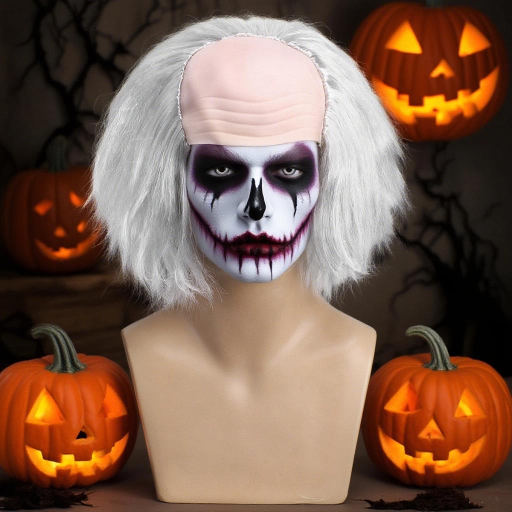 Gray-white Bald Fluffy Short Hair Chemical Fiber Synthetic Wig | Einstein's Funny Wig | Scientific Cos Theme Activity