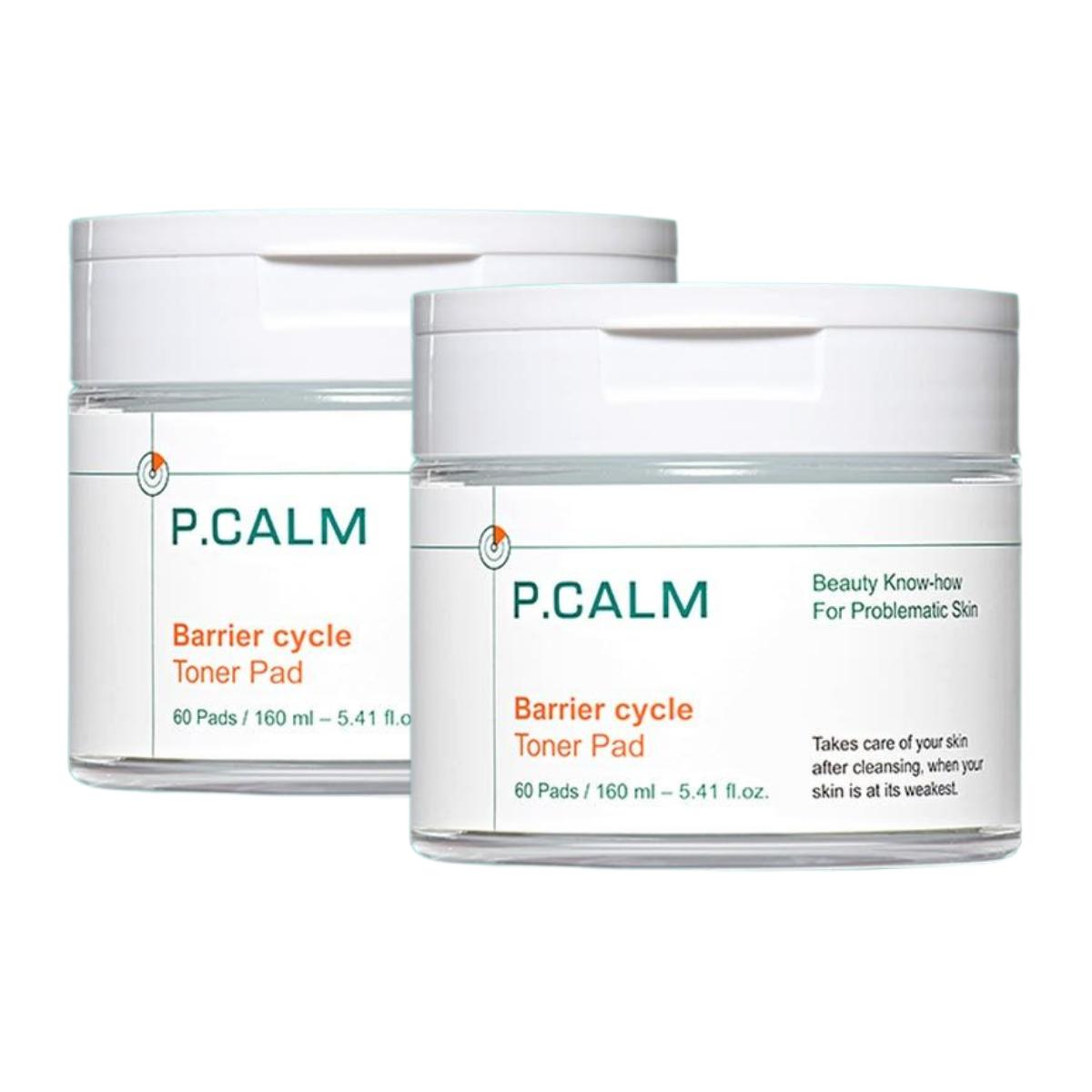 

P.CALM Barrier Cycle Toner Pad 60 Sheets [1+1] Double Set - Sebum Control & Skin Barrier Refining Pads