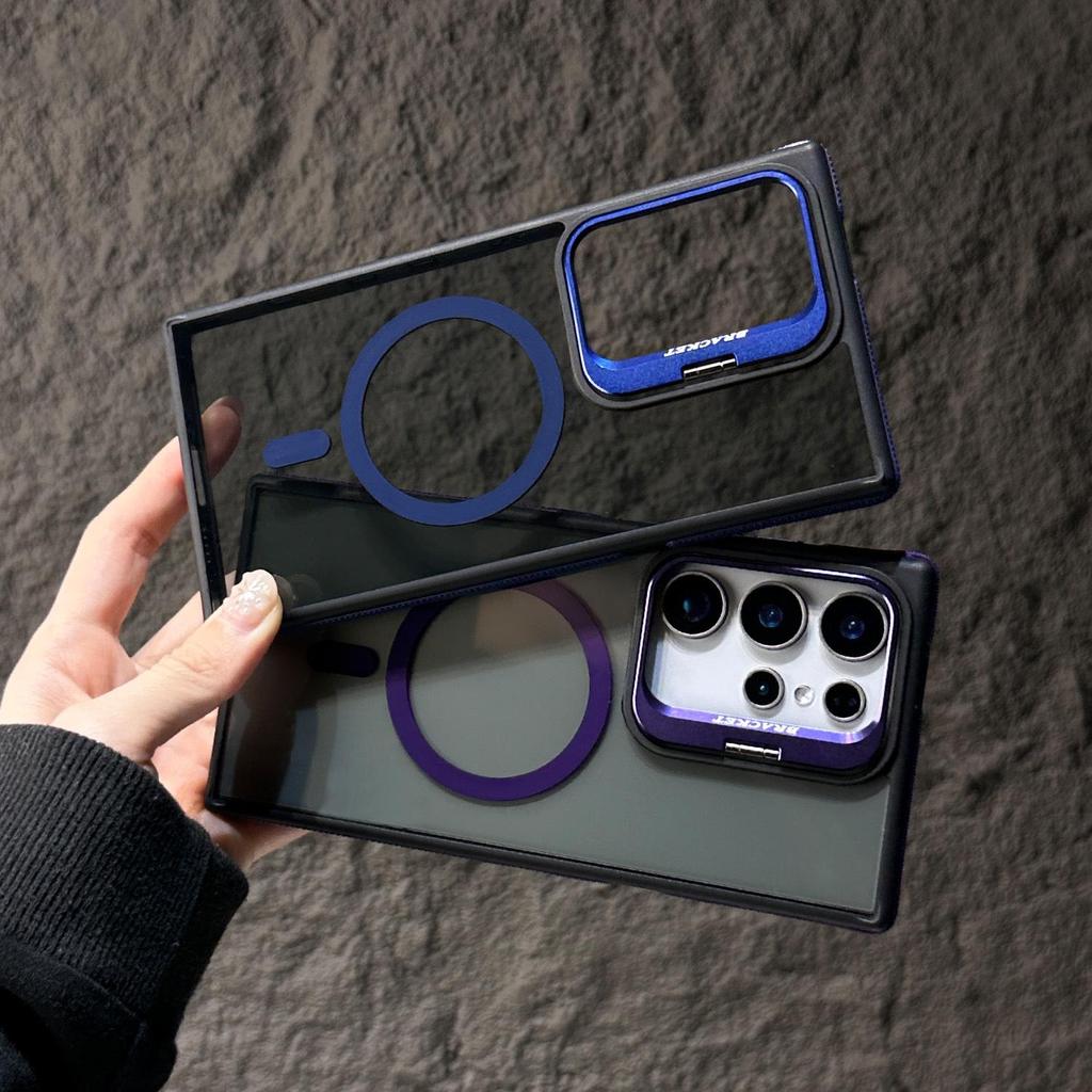 Magnetický kryt Samsung S26Ultra: Kreativní stojánek na objektiv, dvoubarevná ochrana proti pádu pro S24/S25+, pro přeshraniční použití