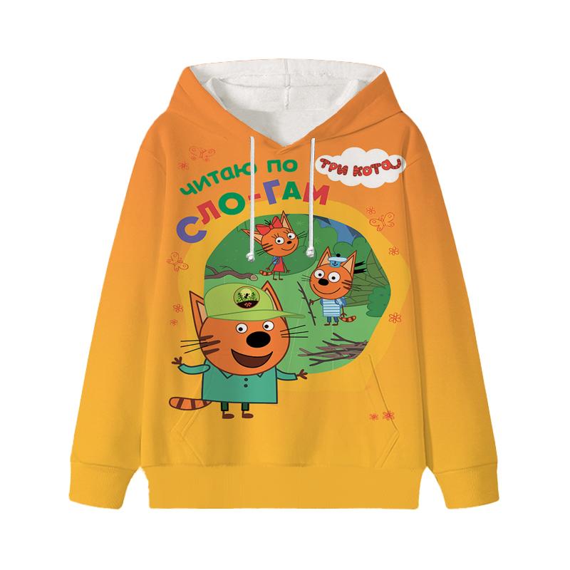 Trzy kocięta bluza z kapturem E-cat rodzina dziecięca słodka dziecięca jesień bluza z kapturem ubrania mangi dziecko dziewczyna chłopiec bluza z kapturem bluzy z kapturem
