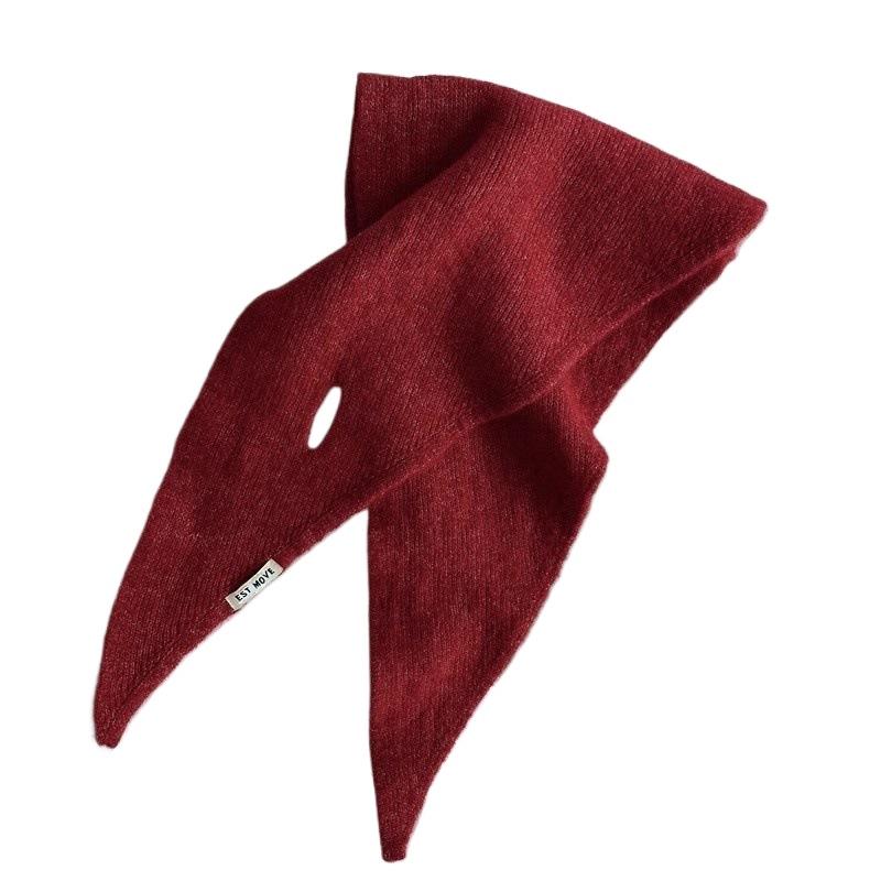 Sciarpa Triangolare Monocolore Donna Coreana Britannica Nicchia Piccola Scialle Sciarpa Triangolare Calda Lavorata a Maglia Foulard Regalo Scaldacollo