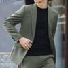Abito da sposo tinta unita da uomo, casual, da festa, stile coreano, alla moda, vestibilità aderente, set da 2 pezzi, taglie forti