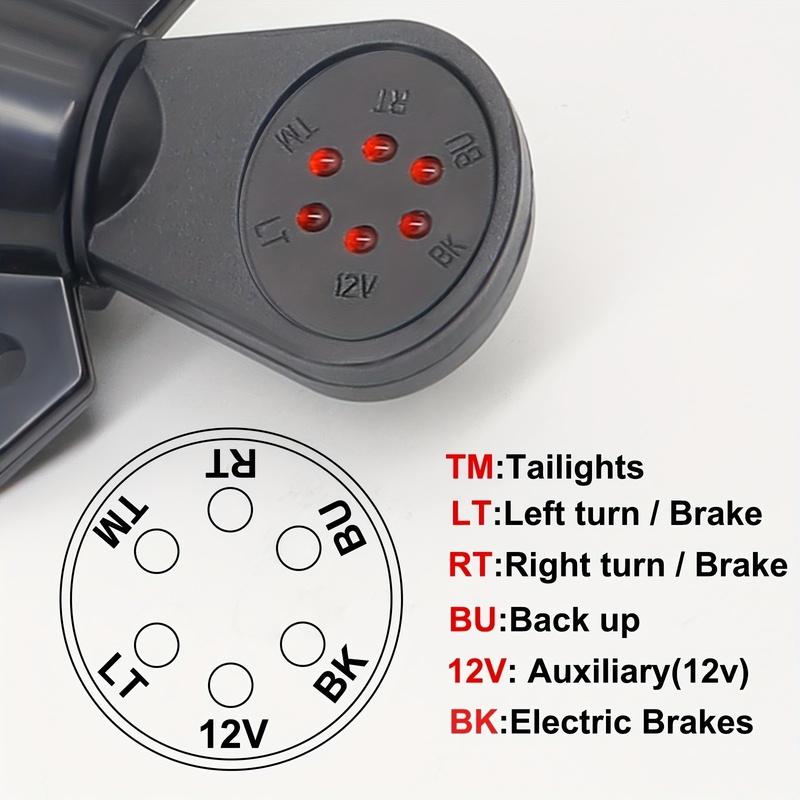 7-Way Blade Trailer Light Wiring Circuit Tester 7 Pin Round Electric Plug Test Vehicle Towing Brake Tail Turn Signal Test Tool