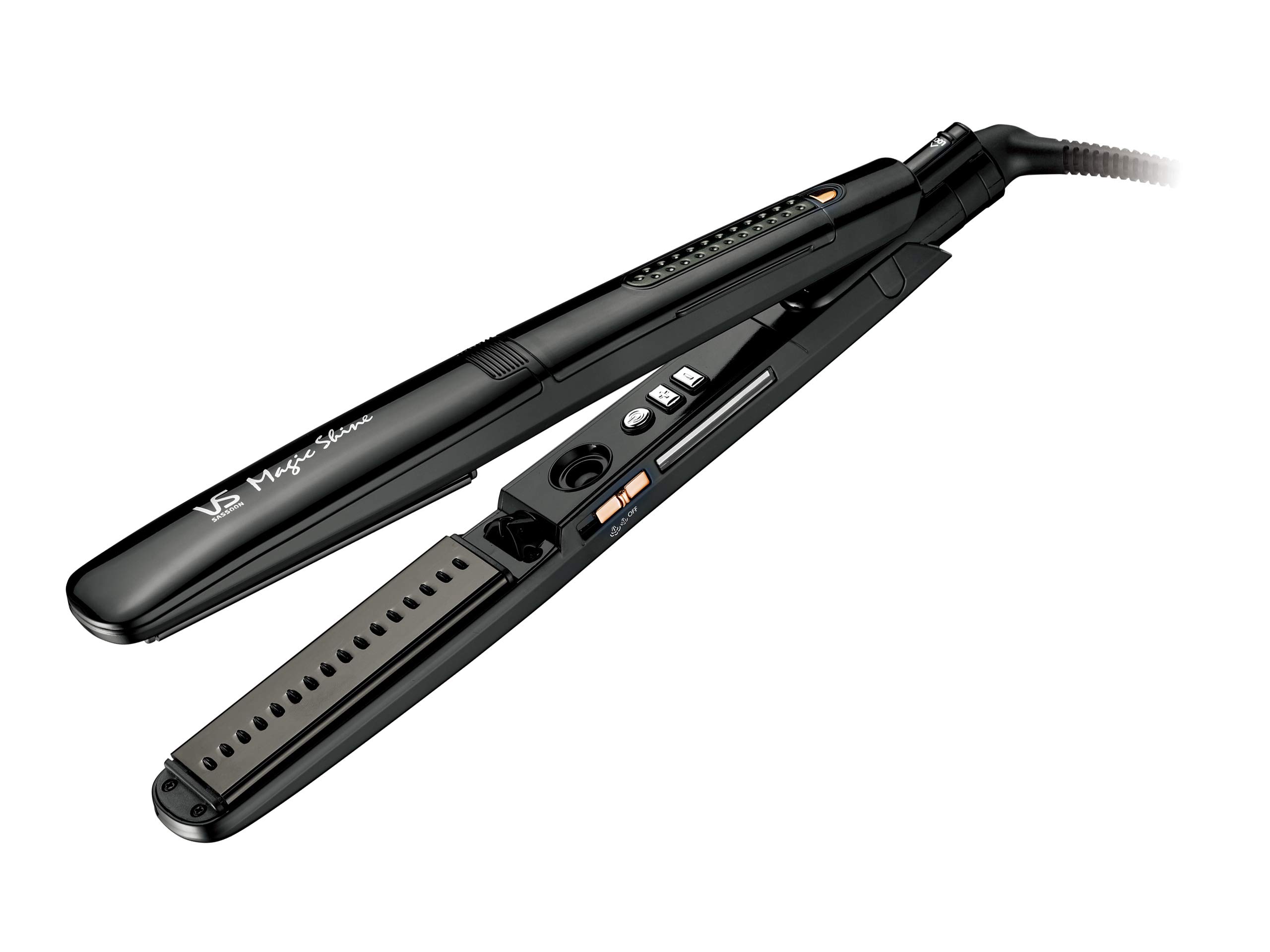 Vidal Sassoon Magic Shine Straightening Iron with Steam Negative International Voltage 4 Temperature Portable Pouch Black & Ions, Compatible,