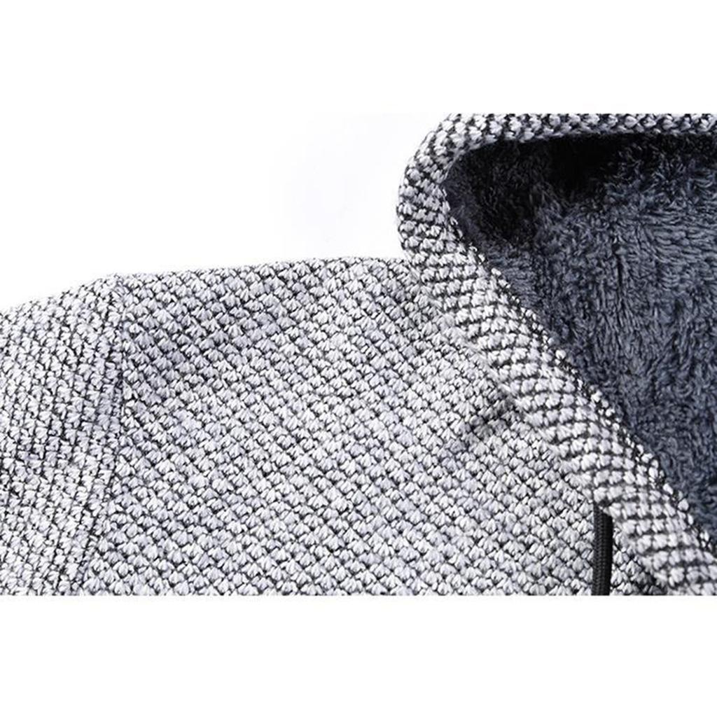 Men's Plush And Thick Color Matching Sweater Men's Clothing Jacket Hooded Cardigan