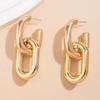 Vintage Geometric U-Shape Link Hoop Earrings for Women Trendy Punk Metal Round Circle Piercing Earrings Jewelry Accessories Gift