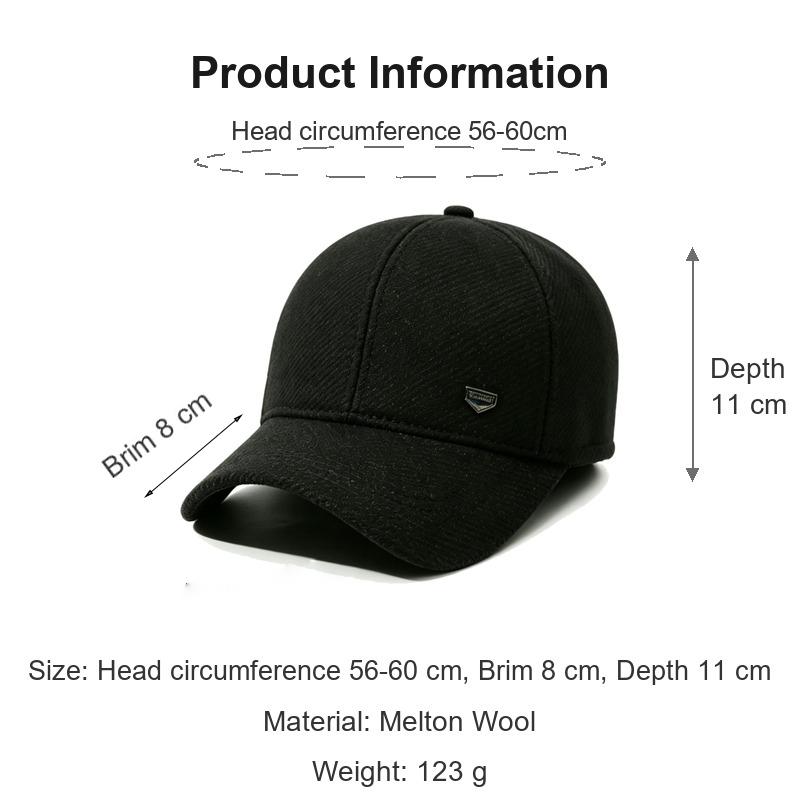 Men Winter Warm Baseball Cap Earflap Windproof Dad Hat