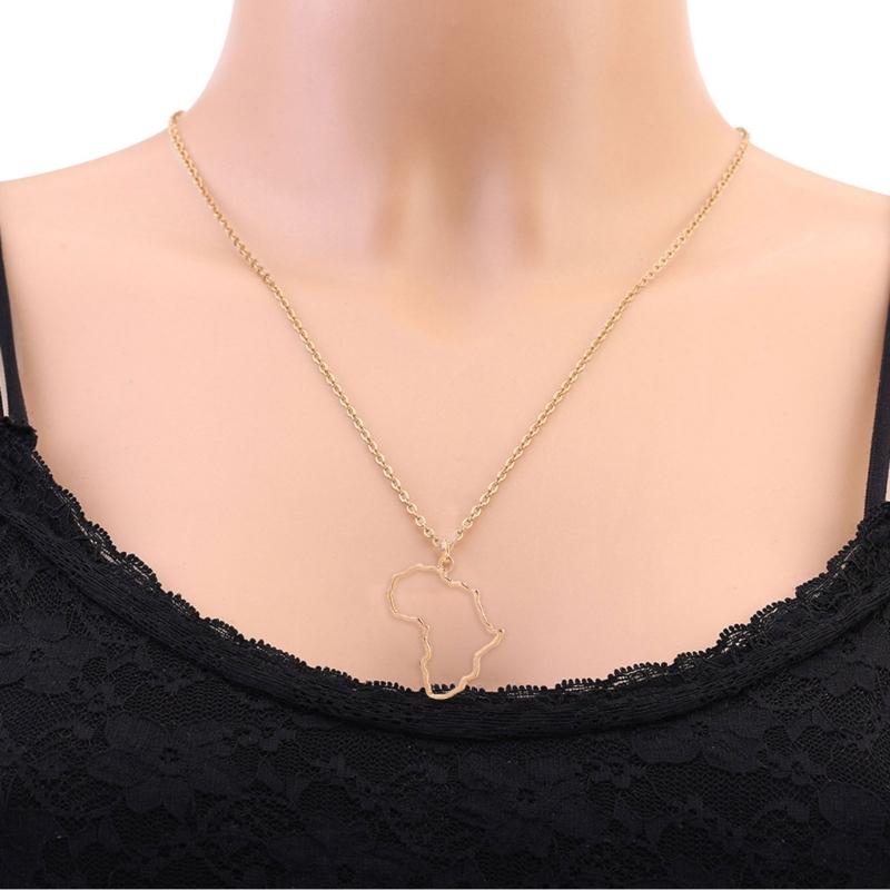 Collier à breloques carte de l'afrique, bijoux, pendentif drapeau creux, chaîne de clavicule, ethnique traditionnelle, carte de l'afrique, bijoux cadeau unisexe