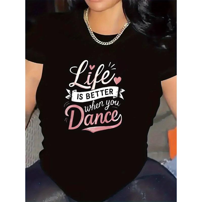 

European sizes Black And White T-Shirt That Says Life Is More Enjoyable When You Dance - Lightweight, Sturdy, Perfect for Home, Work 4XL чорний