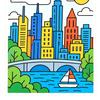 Stress Relief Coloring Activity Trace-By-Groove Guided Book, Clear Artistic Printing with 20 Decorative Double Sided Marker Pen Set Scenes And