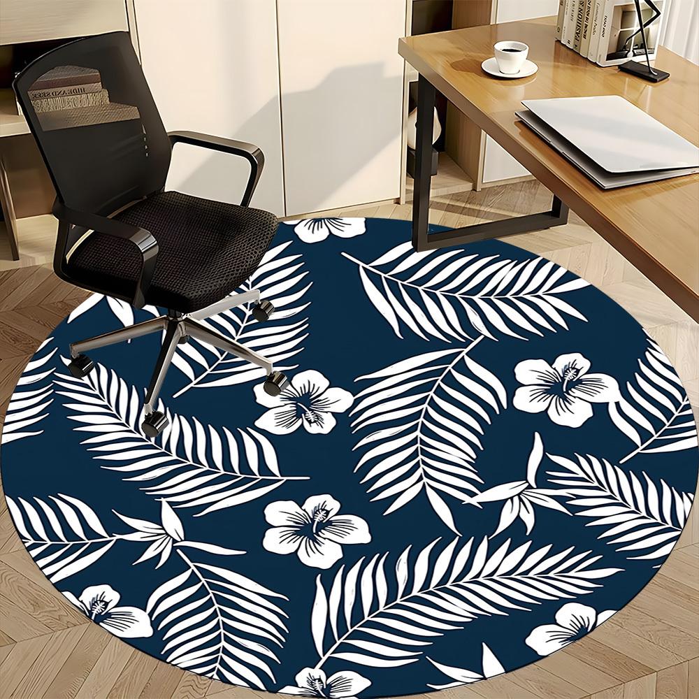 1pc Tropical Leaves Pattern Chair Carpet for Office Non Slip, Lightweight, Machine Washable Rug for Office Holiday Decor