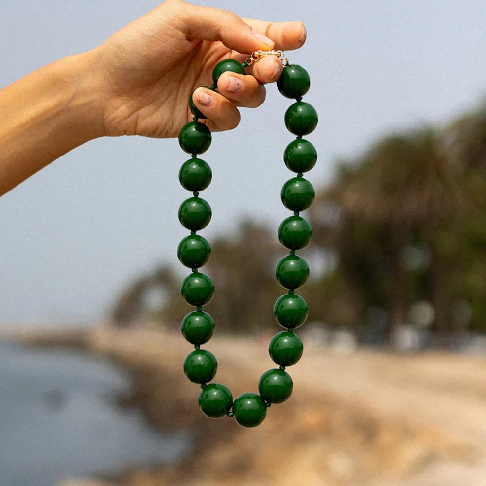 Large Beaded Necklace Acrylic Women Necklaces Retro Round Beads Choker  Jewelry Gift