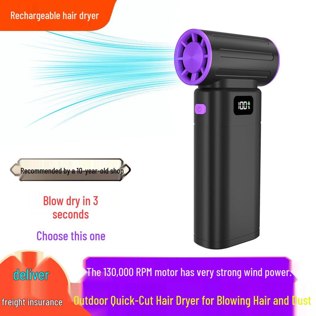 Portable Rechargeable Lithium Battery Hair Dryer for Quick Haircuts and Outdoor Use