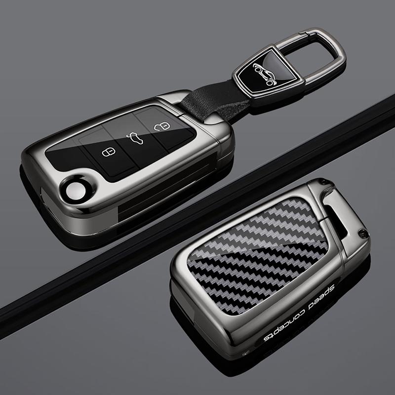 Zinc alloy Car Key Case Cover Fob For VW Volkswagen Golf 7 MK7 Tiguan MK2 For SEAT Ateca Leon FR 2 Ibiza For Skoda Octavia