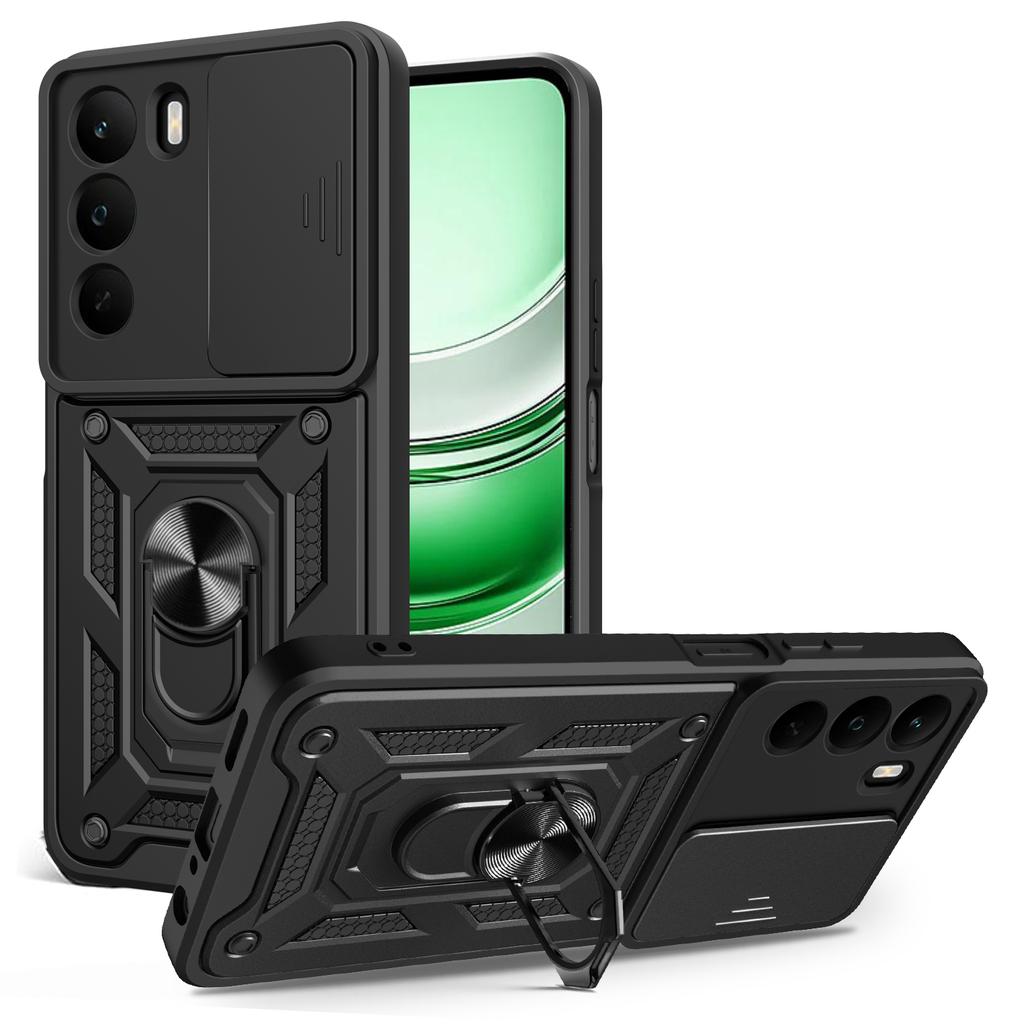 For Realme C71 4G Case with Slide Camera Lid PC+TPU Kickstand Phone Cover