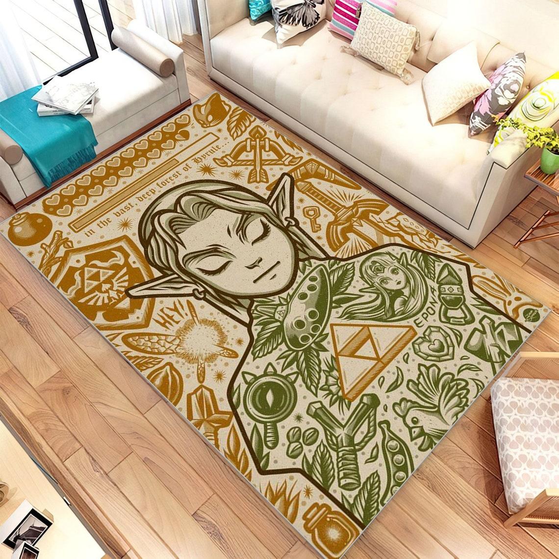 

Коврик Zelda, ковер для игровой комнаты, коврик для геймера, коврик для гостиной, игровой декор, декор для комнаты геймера, подарки для геймера, домашний декор