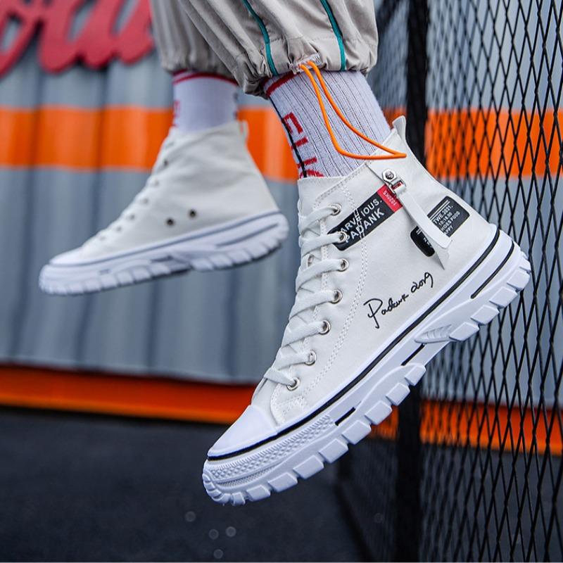 2025 Spring Autumn New Trend High Top Comfortable Sneakers for Men Platform Breathable Canvas Vulcanize Shoes Tenis Masculino