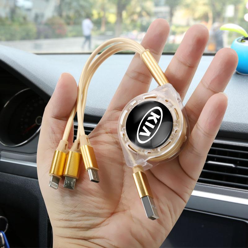 3 In 1 Micro USB Type C Charging Cable Charger Wire For KIA K5 K9 Sorento Ceed Sportage Stinger Niro Soul Cerato EV6 Stonic RIO
