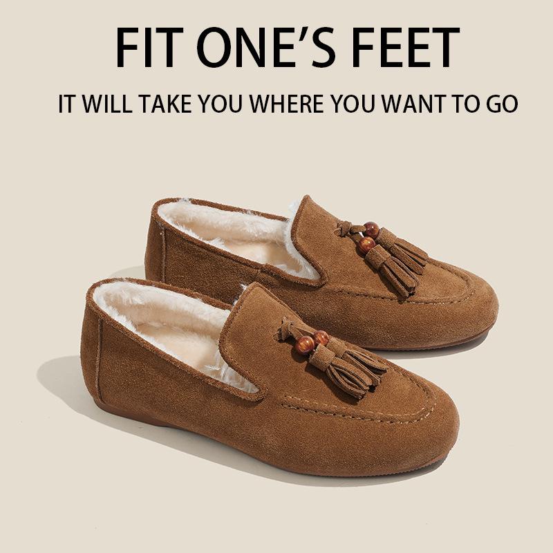 

Женские ретро британские лоферы с кисточками - Натуральная кожа, слипоны, для осени и зимы 38 коричневый