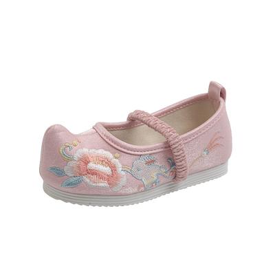 2024 New Girl Warped Head Cloth Shoes Ethnic Style Tendon Bottom Children Shoes Chinese Style Dance Shoes Costume Shoes Hot