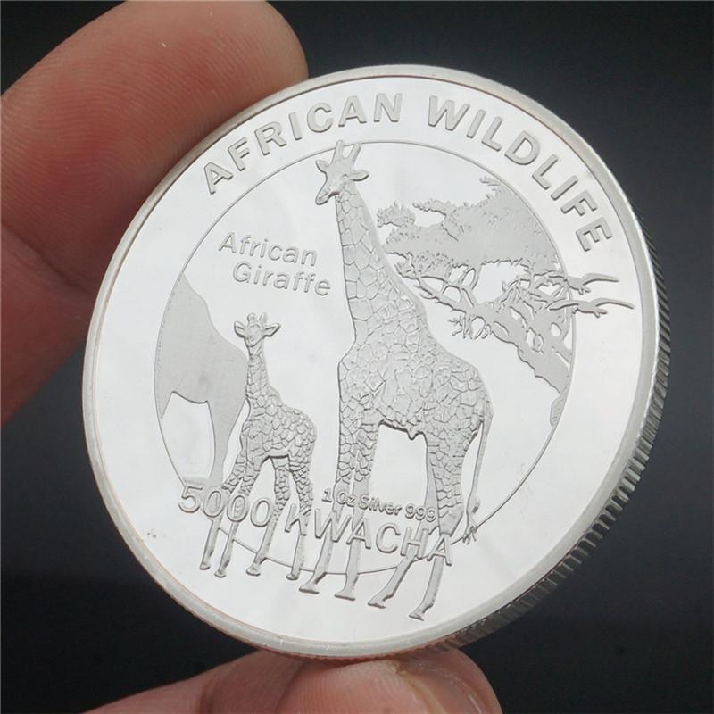 Памятные монеты с африканскими животными, монеты, золотые и серебряные монеты, монеты с жирафами серебряный