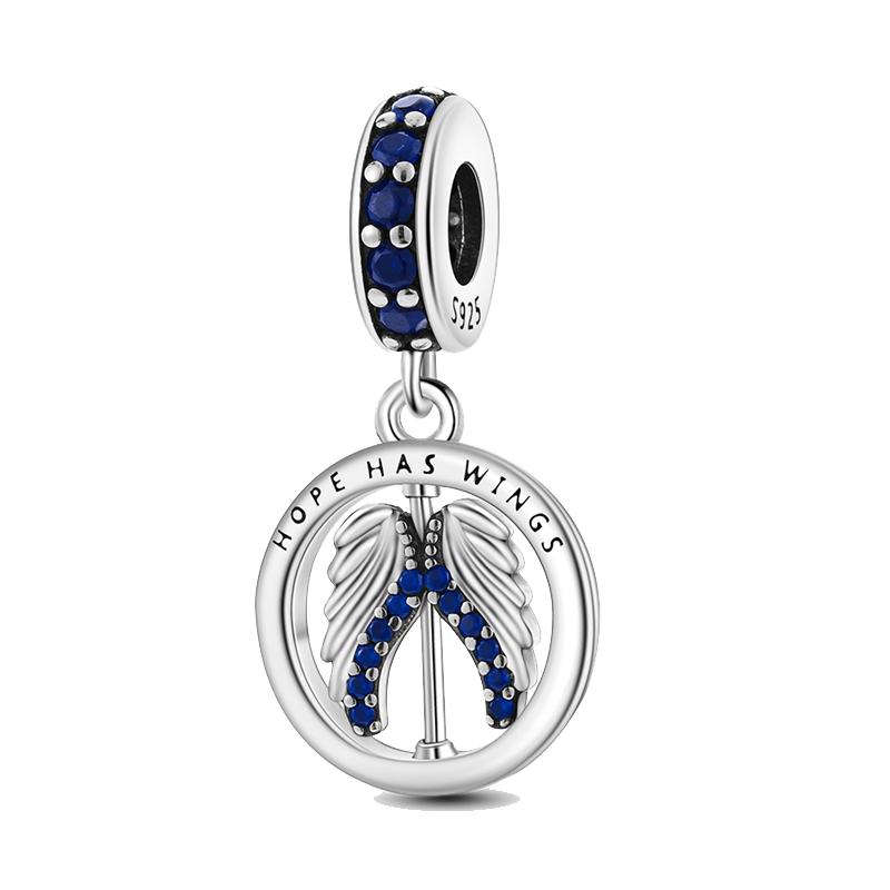 Copper Wings Sister Cross Pendant Charms Fit Original 4Mm Aperture Bracelet Charm Beads Necklace Diy Female Jewelry