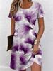 New Short Sleeve Floral Pattern Women Mini Dresses Summer 3D Flower Printed Ladies Street Dress