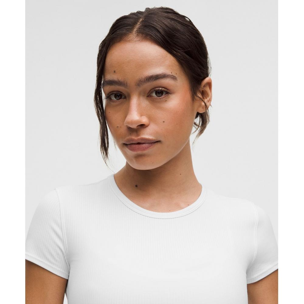 Lululemon All It Takes Back Twist Ribbed Short Sleeve Shirt whIte